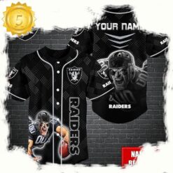 NFL Custom Name Las Vegas Raiders Mascot Baseball Jersey - available at - sportfansshop.com