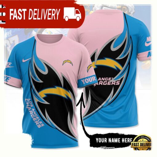 NFL Custom Name Los Angeles Chargers All Over Print T Shirt - available at - sportfansshop.com