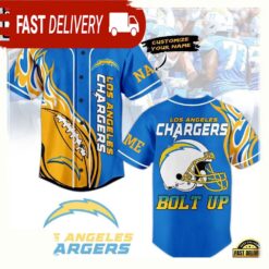 NFL Custom Name Los Angeles Chargers Bolt Up Custom Name Baseball Jersey - available at - sportfansshop.com