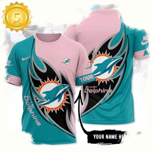 NFL Custom Name Miami Dolphins All Over Print T Shirt - available at - sportfansshop.com