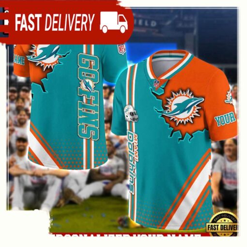 NFL Custom Name Miami Dolphins Team Logo Football Jersey - available at - sportfansshop.com