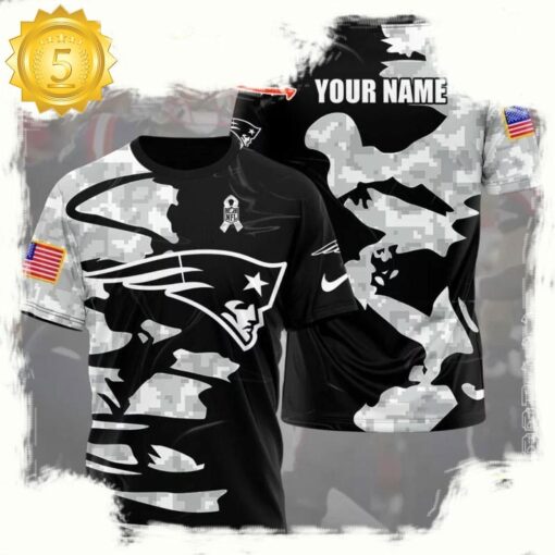 NFL Custom Name New England Patriots Camo All Over Print T Shirt - available at - sportfansshop.com