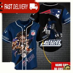 NFL Custom Name New England Patriots Mascot And Skull New Design Baseball Jersey - available at - sportfansshop.com