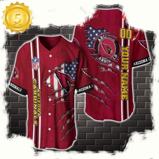 NFL Custom Name Number Arizona Cardinals America Flag New Design Baseball Jersey Shirt Gift For Fans - available at - sportfansshop.com