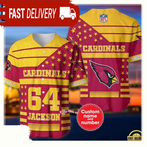 NFL Custom Name Number Arizona Cardinals American Flag New Design Baseball Jersey Shirt - available at - sportfansshop.com