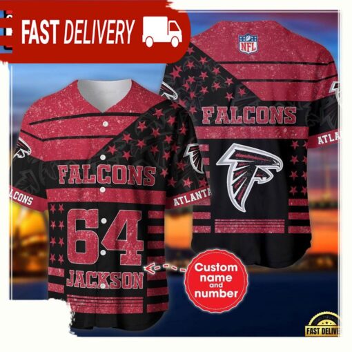 NFL Custom Name Number Atlanta Falcons American Flag New Design Baseball Jersey Shirt - available at - sportfansshop.com