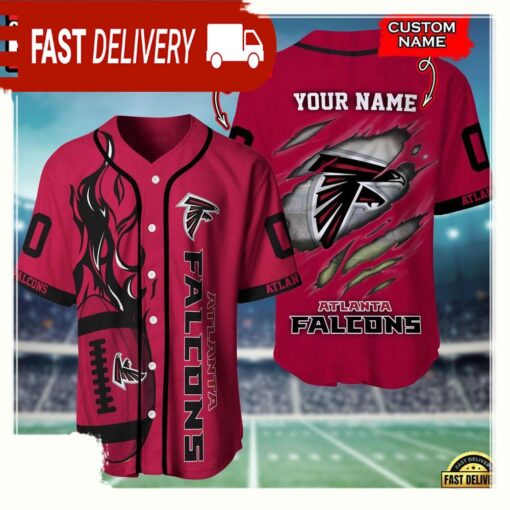 NFL Custom Name Number Atlanta Falcons Football Team Baseball Jersey Shirt - available at - sportfansshop.com