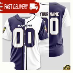 NFL Custom Name Number Baltimore Ravens Design Baseball Jersey Shirt - available at - sportfansshop.com