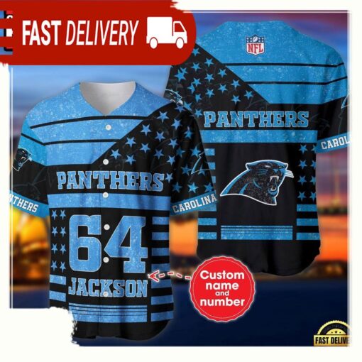 NFL Custom Name Number Carolina Panthers American Flag New Design Baseball Jersey Shirt - available at - sportfansshop.com