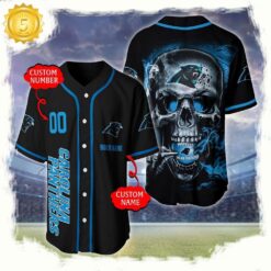 NFL Custom Name Number Carolina Panthers Skull Face Baseball Jersey Shirt - available at - sportfansshop.com