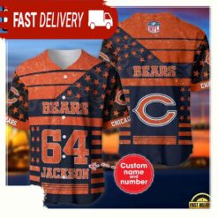 NFL Custom Name Number Chicago Bears American Flag New Design Baseball Jersey Shirt - available at - sportfansshop.com