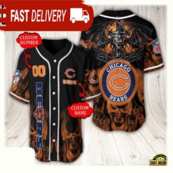 NFL Custom Name Number Chicago Bears Baseball Jersey - available at - sportfansshop.com