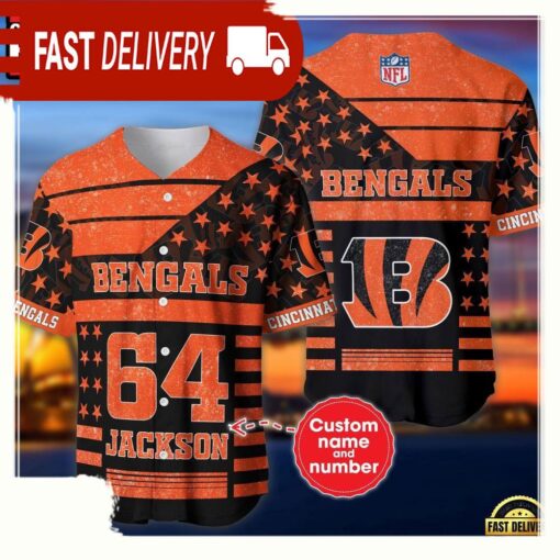 NFL Custom Name Number Cincinnati Bengals American Flag New Design Baseball Jersey Shirt - available at - sportfansshop.com