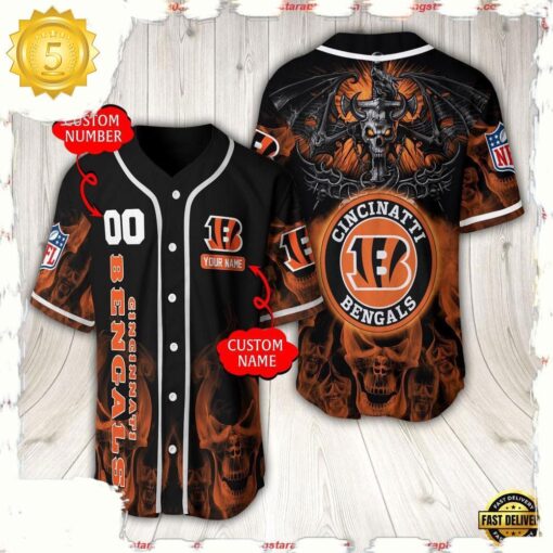 NFL Custom Name Number Cincinnati Bengals Baseball Jersey - available at - sportfansshop.com