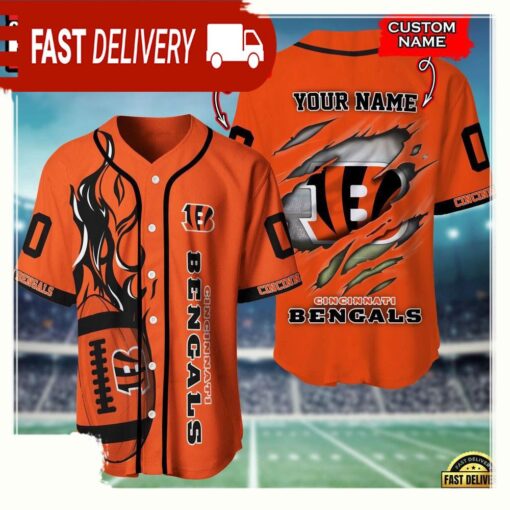 NFL Custom Name Number Cincinnati Bengals Football Team Baseball Jersey Shirt - available at - sportfansshop.com