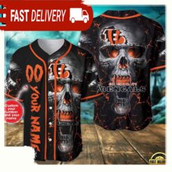 NFL Custom Name Number Cincinnati Bengals Skull Face Baseball Jersey Shirt - available at - sportfansshop.com