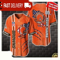 NFL Custom Name Number Cleveland Browns America Flag New Design Baseball Jersey Shirt Gift For Fans - available at - sportfansshop.com