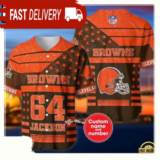 NFL Custom Name Number Cleveland Browns American Flag New Design Baseball Jersey Shirt - available at - sportfansshop.com