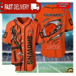 NFL Custom Name Number Cleveland Browns Football Team Baseball Jersey Shirt - available at - sportfansshop.com