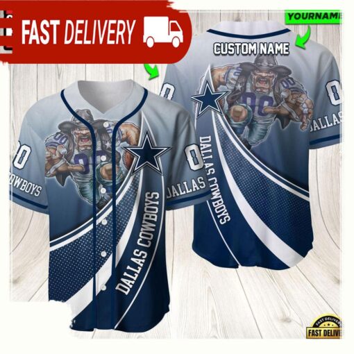 NFL Custom Name Number Dallas Cowboys Mascot Football New Design Baseball Jersey Shirt - available at - sportfansshop.com