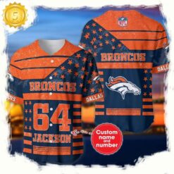 NFL Custom Name Number Denver Broncos American Flag New Design Baseball Jersey Shirt - available at - sportfansshop.com