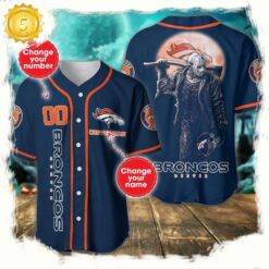 NFL Custom Name Number Denver Broncos Horror 3D New Design Baseball Jersey Shirt - available at - sportfansshop.com