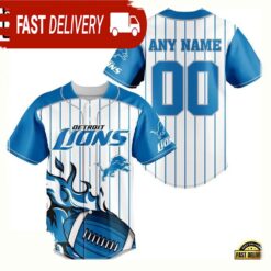 NFL Custom Name Number Detroit Lions Baseball Jersey Shirt - available at - sportfansshop.com