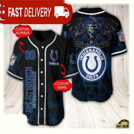 NFL Custom Name Number Indianapolis Colts Baseball Jersey - available at - sportfansshop.com