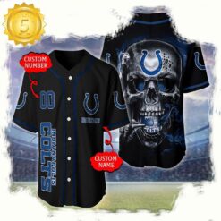 NFL Custom Name Number Indianapolis Colts Skull Face Baseball Jersey Shirt - available at - sportfansshop.com