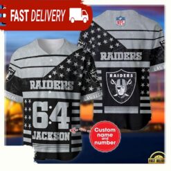 NFL Custom Name Number Las Vegas Raiders American Flag New Design Baseball Jersey Shirt - available at - sportfansshop.com