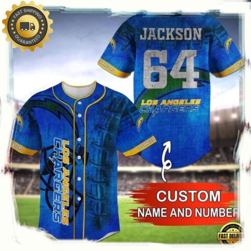 NFL Custom Name Number Los Angeles Chargers Baseball Jersey Shirt - available at - sportfansshop.com