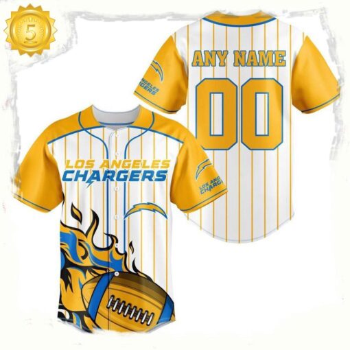 NFL Custom Name Number Los Angeles Chargers Baseball Jersey Shirt - available at - sportfansshop.com