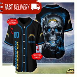 NFL Custom Name Number Los Angeles Chargers Skull Face Baseball Jersey Shirt - available at - sportfansshop.com