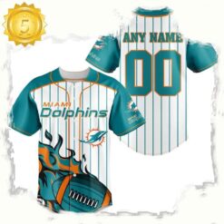 NFL Custom Name Number Miami Dolphins Baseball Jersey Shirt - available at - sportfansshop.com