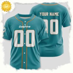 NFL Custom Name Number Miami Dolphins Team Baseball Jersey Shirt - available at - sportfansshop.com