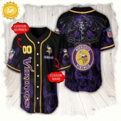 NFL Custom Name Number Minnesota Vikings Baseball Jersey - available at - sportfansshop.com