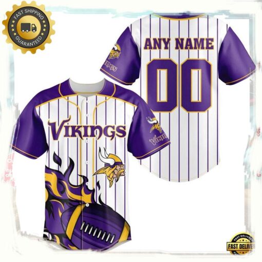 NFL Custom Name Number Minnesota Vikings Baseball Jersey Shirt - available at - sportfansshop.com