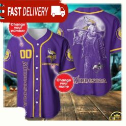 NFL Custom Name Number Minnesota Vikings Horror 3D New Design Baseball Jersey Shirt - available at - sportfansshop.com