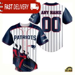 NFL Custom Name Number New England Patriots Baseball Jersey Shirt - available at - sportfansshop.com