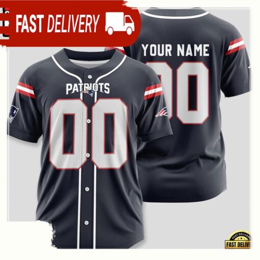 NFL Custom Name Number New England Patriots Design Baseball Jersey Shirt - available at - sportfansshop.com