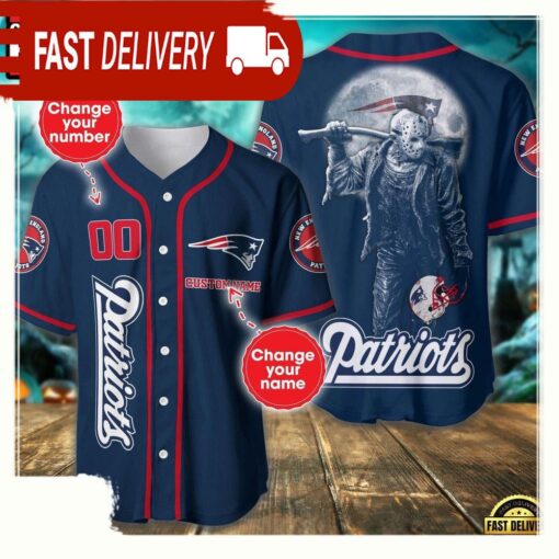 NFL Custom Name Number New England Patriots Horror 3D New Design Baseball Jersey Shirt - available at - sportfansshop.com