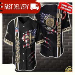 NFL Custom Name Number New Orleans Saints America Flag New Design Baseball Jersey Shirt Gift For Fans - available at - sportfansshop.com