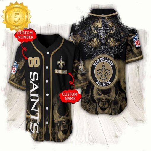 NFL Custom Name Number New Orleans Saints Baseball Jersey - available at - sportfansshop.com