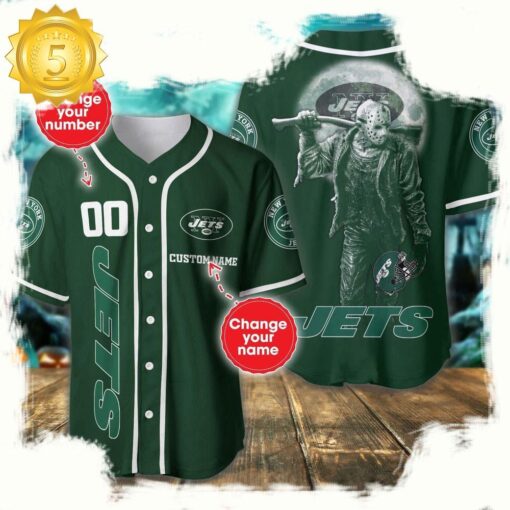 NFL Custom Name Number New York Jets Horror 3D New Design Baseball Jersey Shirt - available at - sportfansshop.com