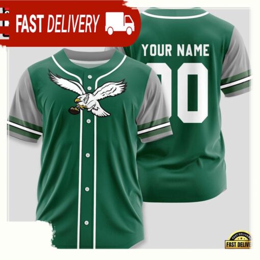 NFL Custom Name Number Philadelphia Eagles Team Baseball Jersey Shirt - available at - sportfansshop.com