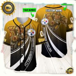 NFL Custom Name Number Pittsburgh Steelers Mascot Football New Design Baseball Jersey Shirt - available at - sportfansshop.com