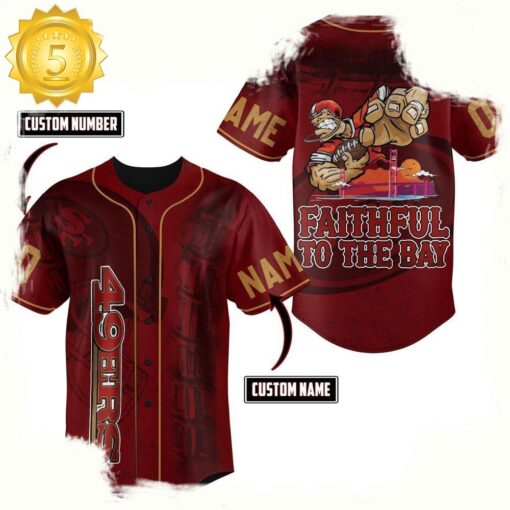 NFL Custom Name Number San Francisco 49ers Mascot Crazy Baseball Jersey - available at - sportfansshop.com