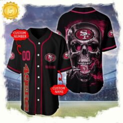 NFL Custom Name Number San Francisco 49ers Skull Face Baseball Jersey Shirt - available at - sportfansshop.com