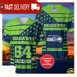 NFL Custom Name Number Seattle Seahawks American Flag New Design Baseball Jersey Shirt - available at - sportfansshop.com