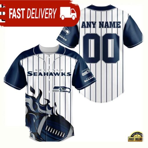 NFL Custom Name Number Seattle Seahawks Baseball Jersey Shirt - available at - sportfansshop.com